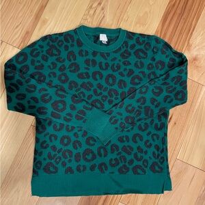 a new day Green Leopard Print Sweater